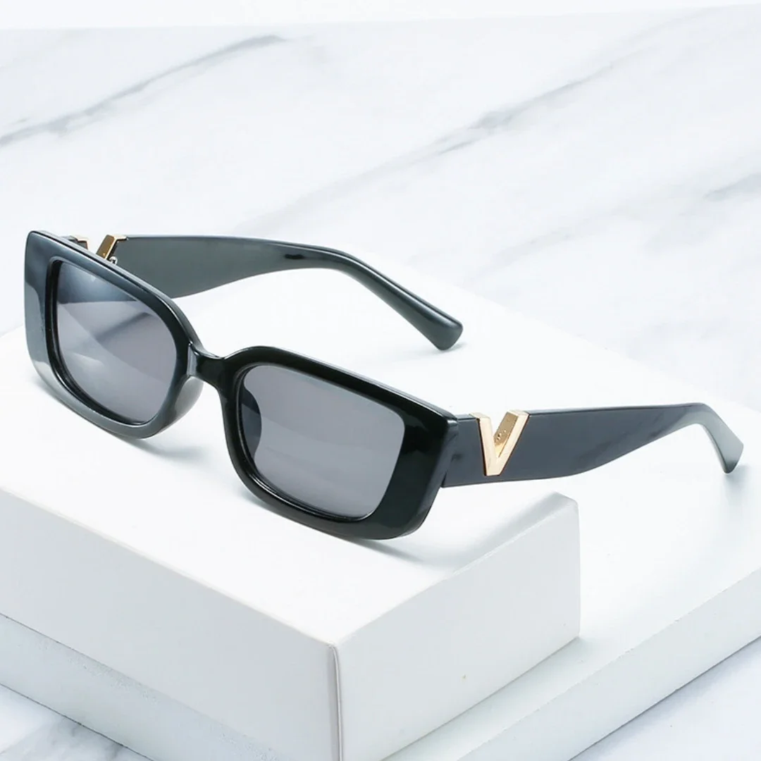 نظارات شمسية عصرية على شكل عين القطة نظارات شمسية فاخرة على شكل حرف V للسيدات نظارات قيادة مستطيلة كلاسيكية UV400