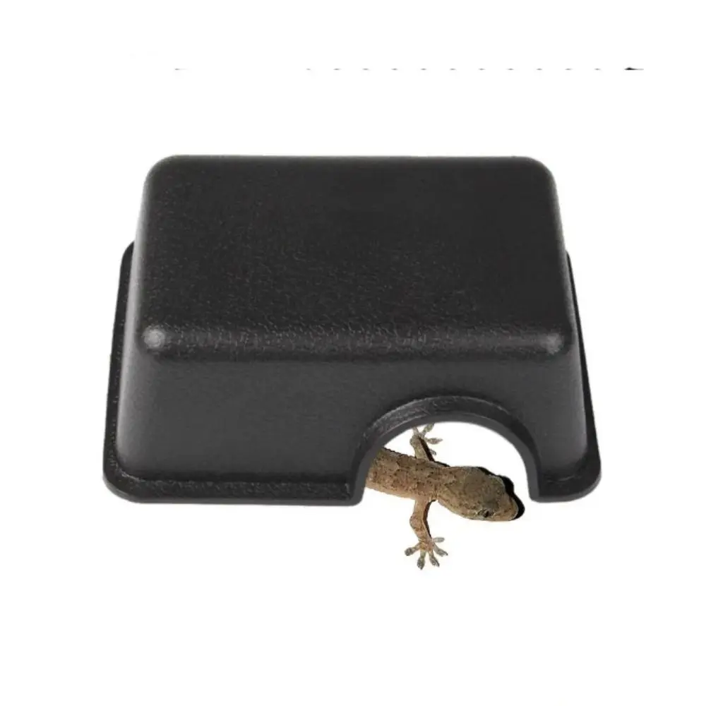 Rectangle Plastic Reptile Hide Box Black Plastic Lizards Snake Shelter House Small Animal Hideaway Reptile Hide Cage Box