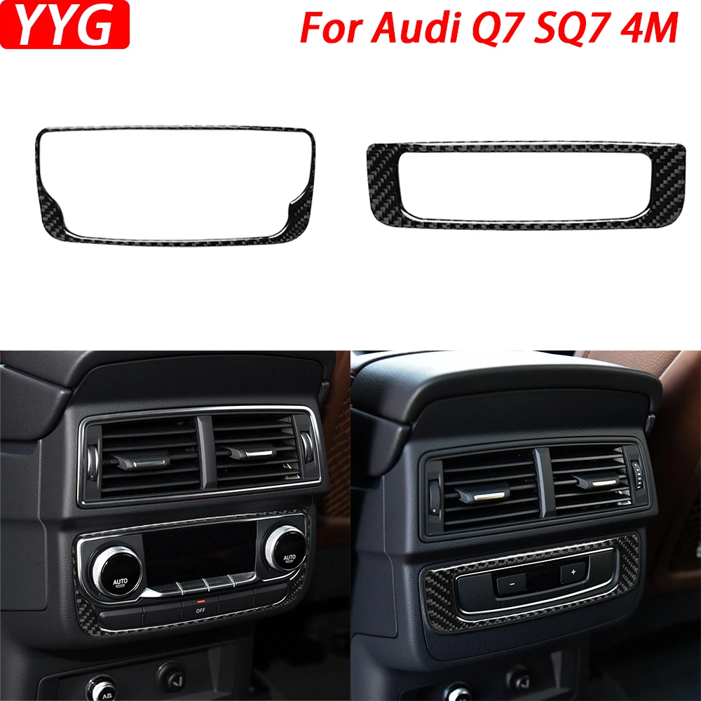 

For Audi Q7 SQ7 4M 2016-2019 Carbon Fiber Back Row Rear Air Conditioning AC Control Panel Trim Interior Car Accessories Sticker