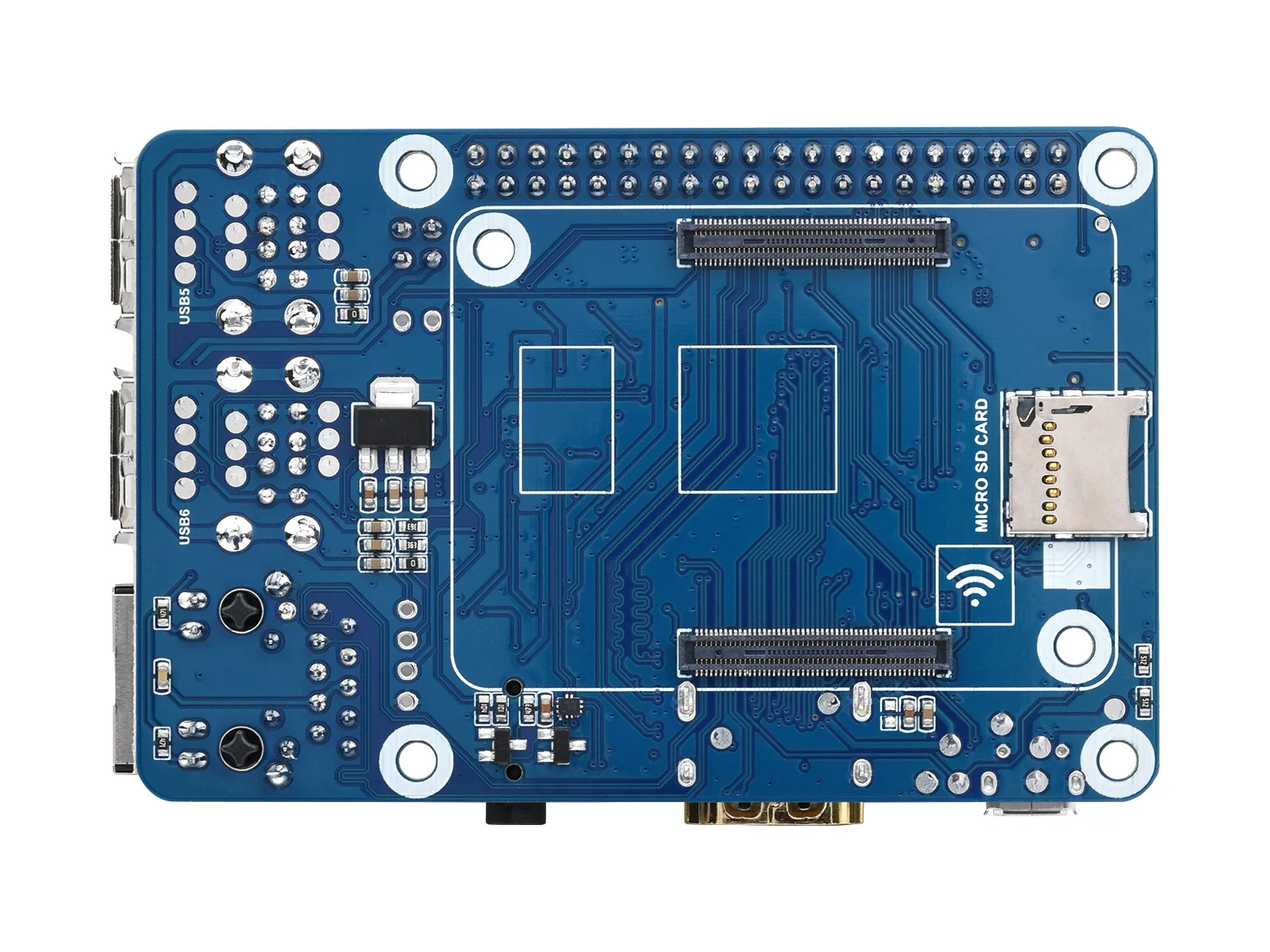 Picture 5: Wavehshare Raspberry Pi CM4 To 3B Adapter B version, Carrier Board IO Board Alternative Solution for Raspberry Pi 3 Model B/B+