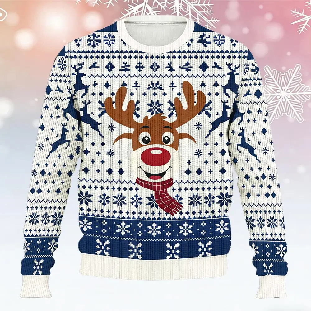 مضحك عيد الميلاد الرنة سترة قبيحة منسوجة الرنة الحزب بطاقات الثلج نمط سترة الموضة الرجال النساء عطلة الحزب جيرسي