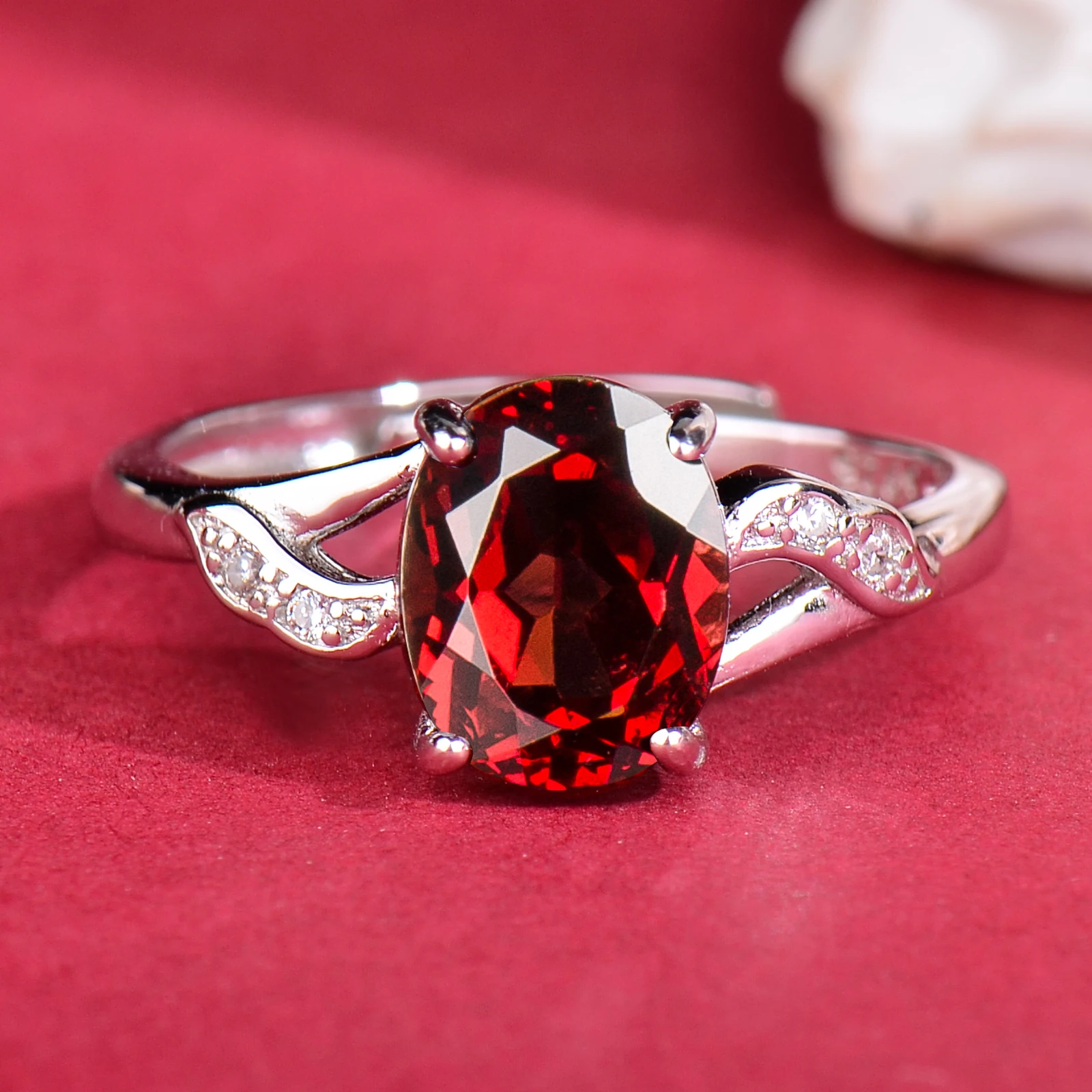 

Серебряное кольцо с натуральным гранатом 925, подходит для женщин, женское кольцо, регулируемое, элегантное, модное, роскошное, стильное, элитный, праздничный подарок, подарок на День святого Валентина, подарок на день матери, подарок на день рождения, ро