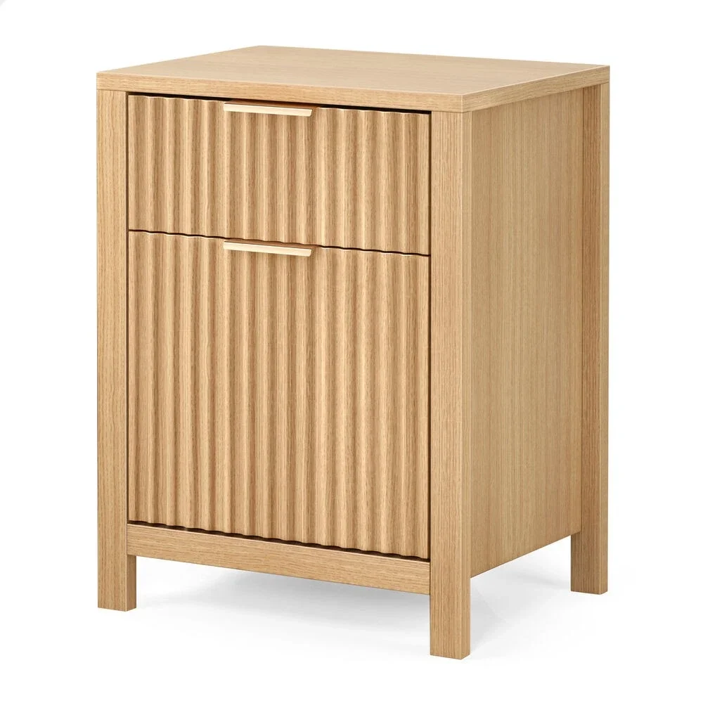 Holz-Nachttische Im Skandi Navis Chen Diseño Mit Premium-Spanplatte y Schlankem Metall Griff