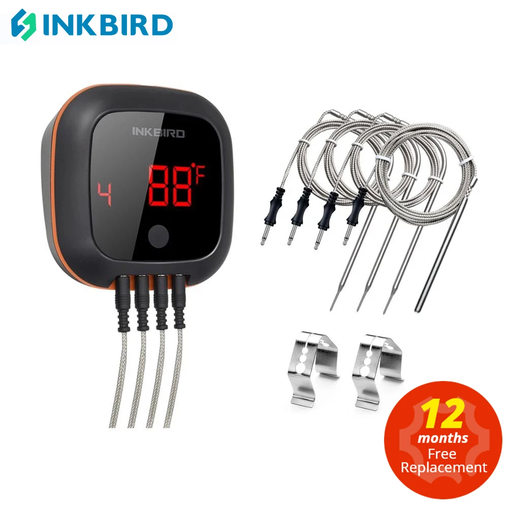 INKBIRD IBT-4XS Cyfrowy ekran odczytu obrotowego BBQ Termometr do gotowania mięsa Połączenie Bluetooth Konstrukcja magnetyczna i sondy 2/4