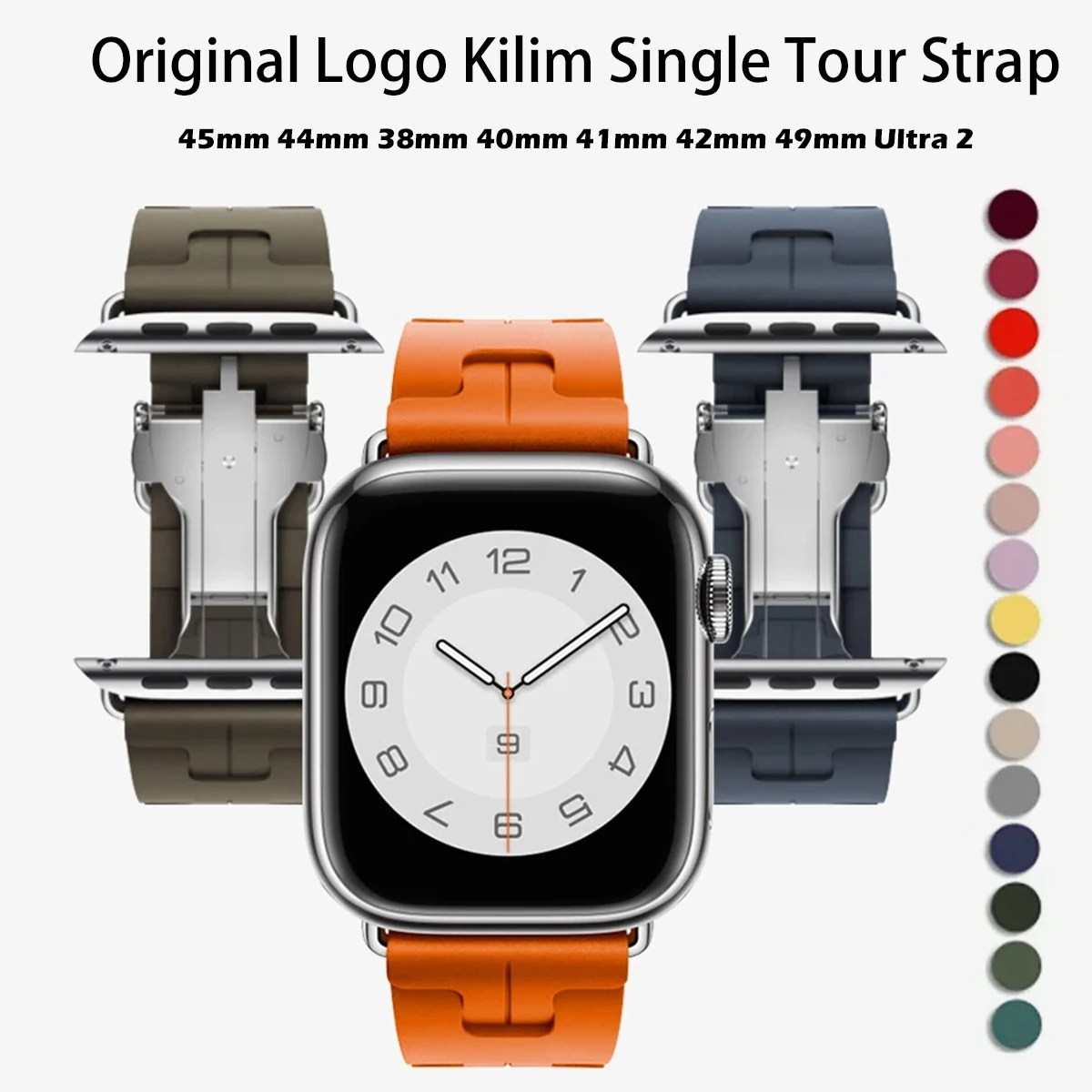 Kilim Single Tour Strap For Apple Watch 10 46 42mm Silicone Bracelet Band For Iwatch 10 9 8 se 49/45mm With Logo Sport Wristband