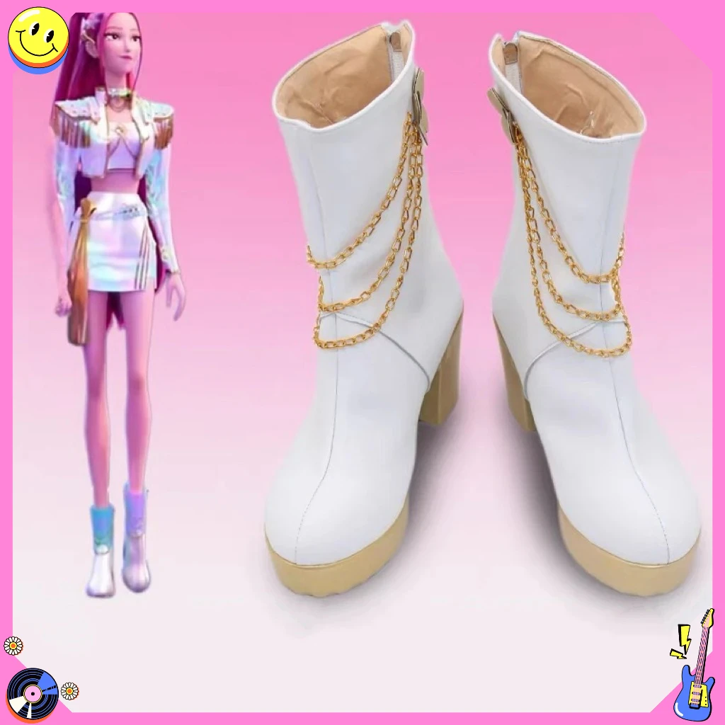 

Kpop Эстетические белые кожаные ботинки для косплея - карнавальная обувь для ролевых игр на Хэллоуин Comic-con