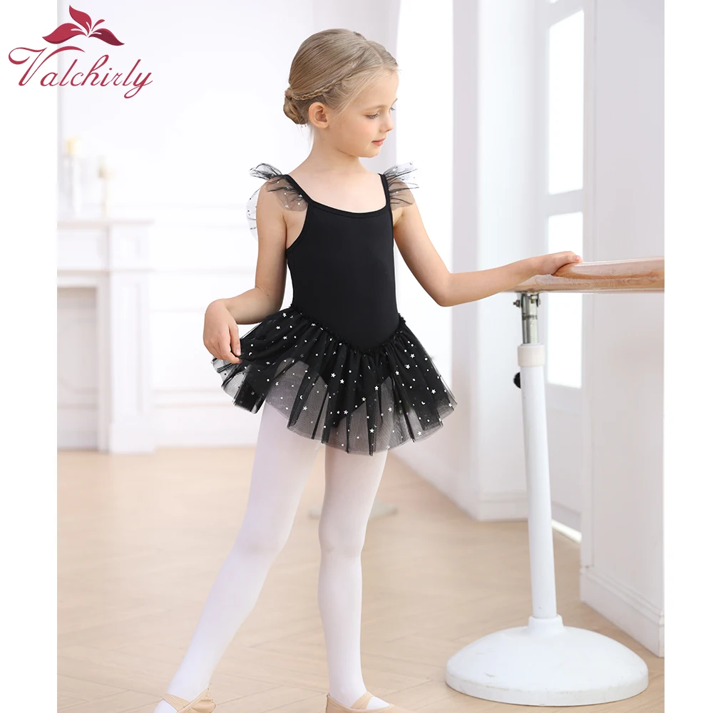 New Ballet Clothes Toddler Kids Girls Tutu Skirts Glitter Dancewear Performance Ballerina Fluttery Sleeves Soft Cotton Pink Dres