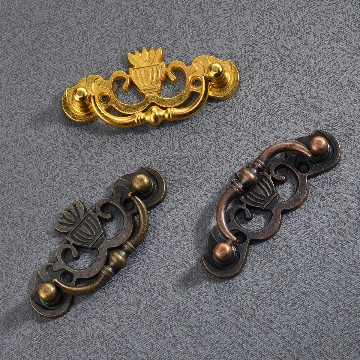 10PCS Genuine antique double-hole drawer, Qinggu double-hole drawer cabinet door, European pull handle, jewelry box handle