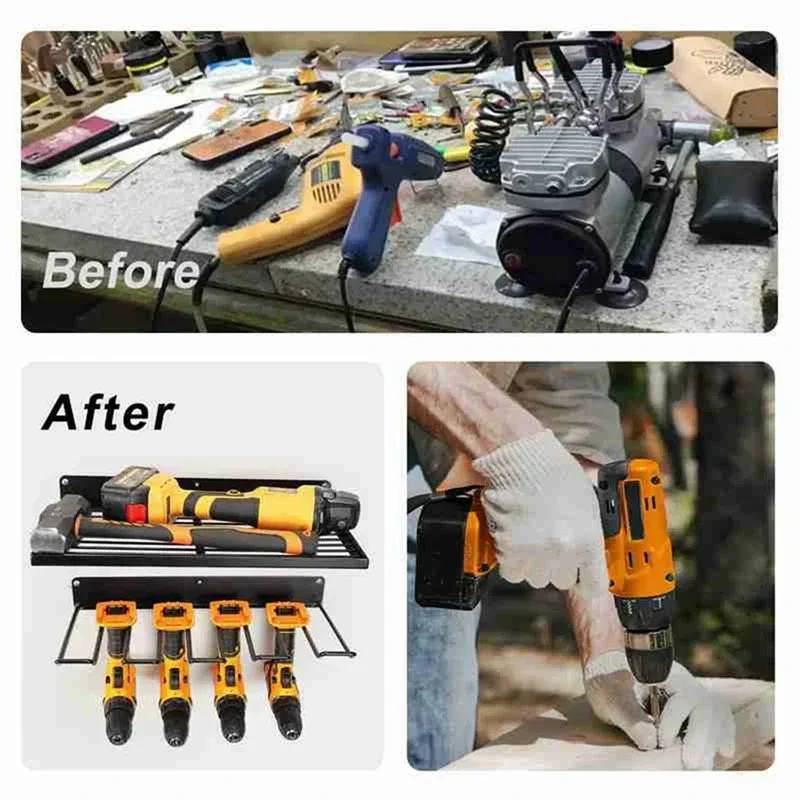 Hand Drill Tool Holder Hand Power Tool Organizer Rack Wall Mount Workshop Garage Mobile Tool Shelf