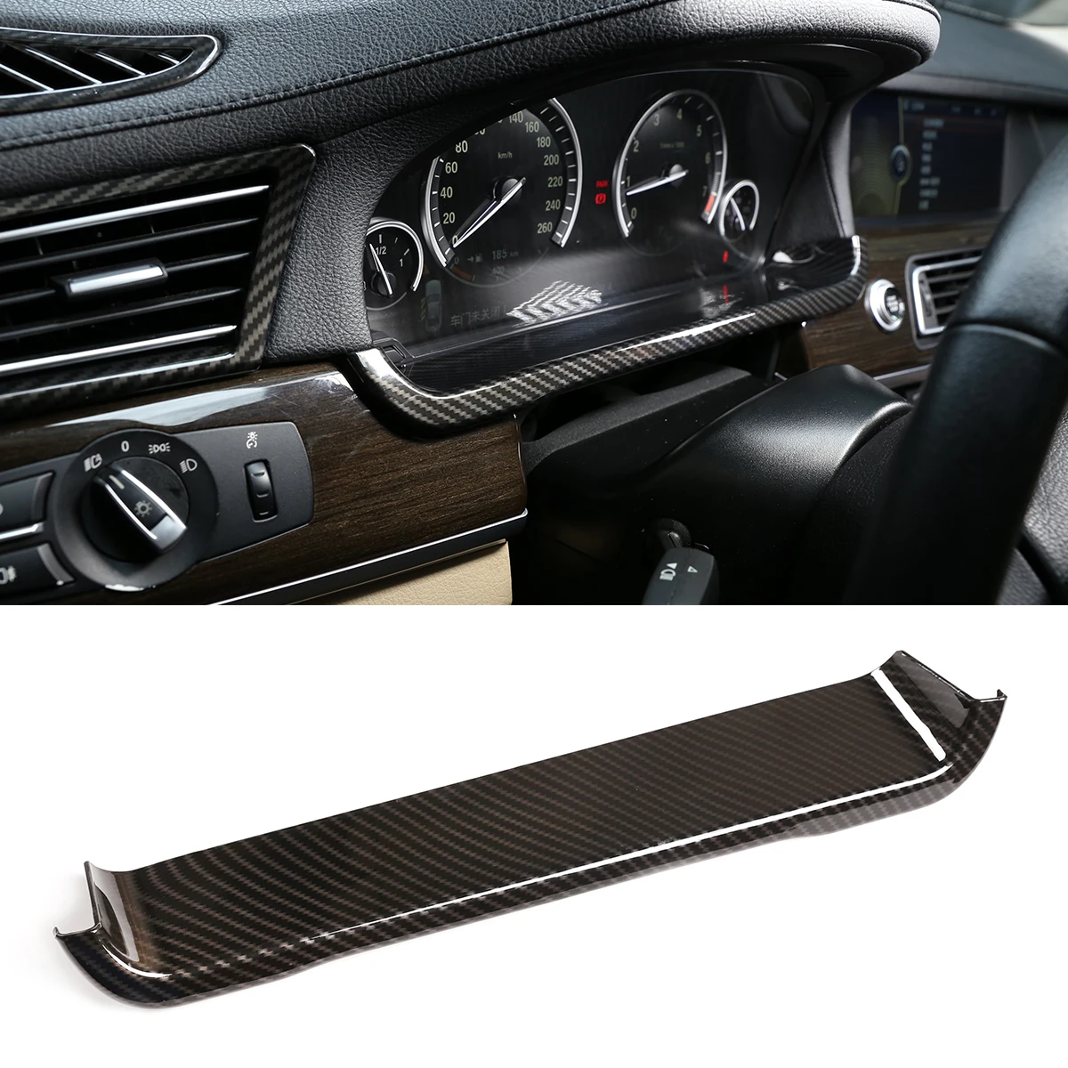 

For BMW 7 Series F01 F02 F03 F04 2009-2014 ABS Carbon Fiber Car Dashboard Display Screen Decorative Frame Interior Accessories