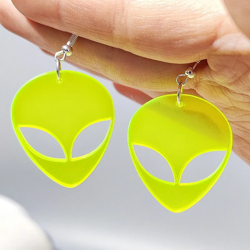 KUGUYS Classic ET Clear Neon Green Pink Women\'s Drop Earrings Acrylic Jewelry Cute Accessories