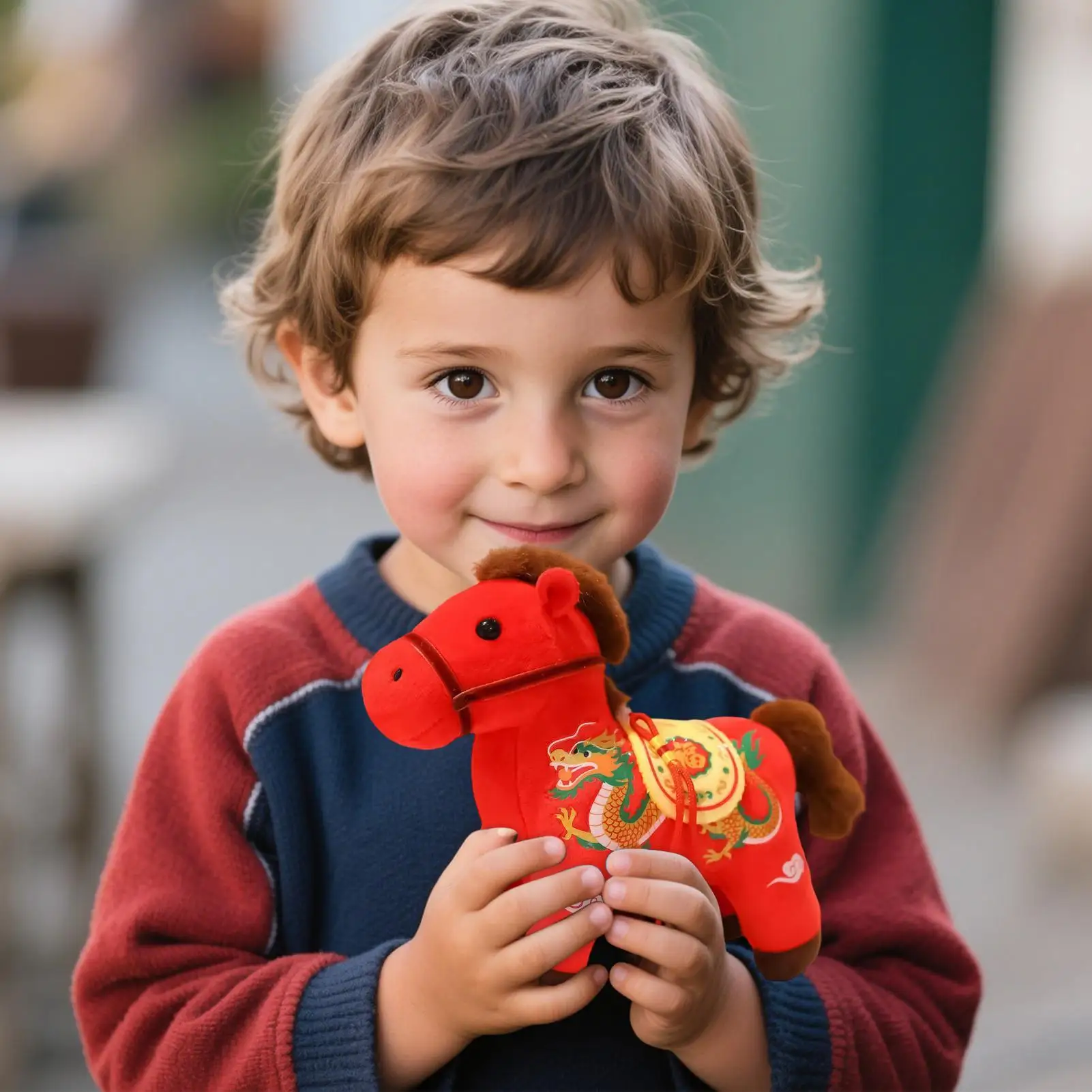 2026 سنة الحصان ألعاب من نسيج مخملي دمية مريحة لينة للعام الصيني الجديد عيد الميلاد هدية عيد ميلاد وديكور المنزل هبوط السفينة