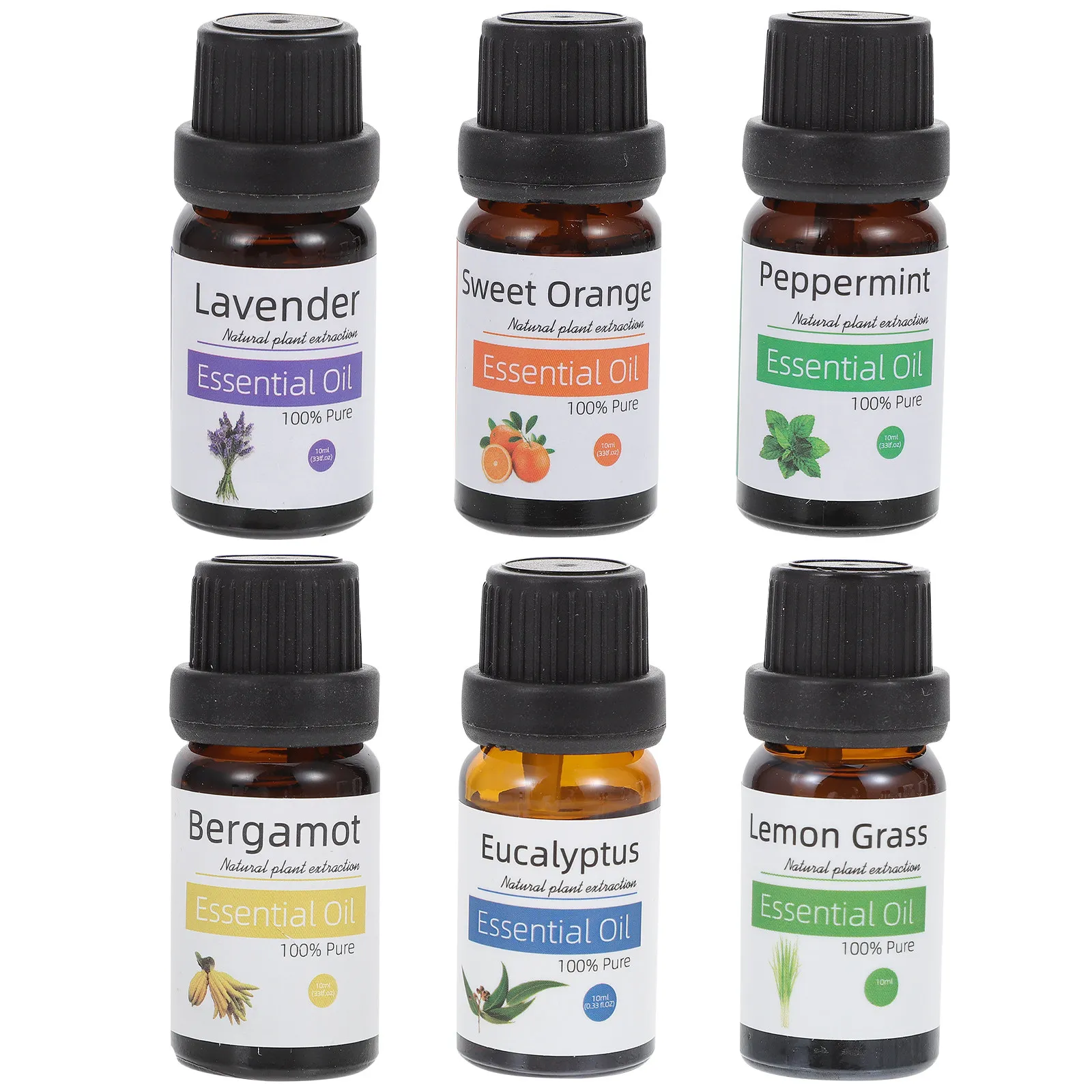 6 Bottles 10Ml Essential Oil Set Lavender Peppermint Tea Tree Lemongrass Aromatherapy Travel Kit for Women