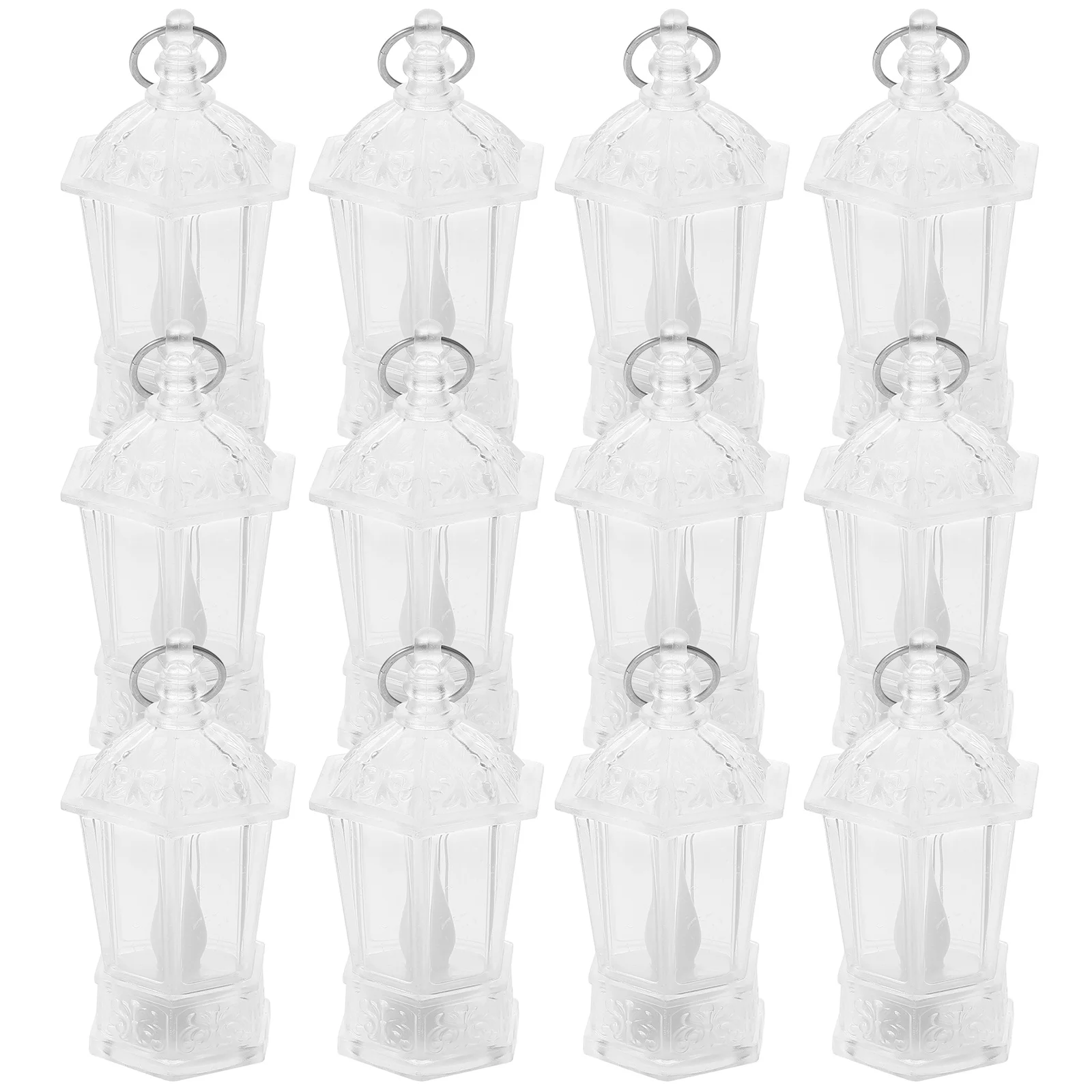 

12Pcs Crystal Wind Lanterns Transparent Mini LED Lights for Bedside Table Night Light Decor Flameless Retro Lamp Centerpiece