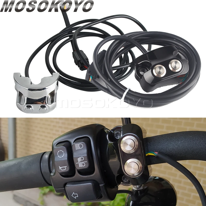 Motorcycle 25mm Handlebar Switch 2 Button Air Ride Switches Controller 3 Wires For Harley Dyna Sportster V-Rod AERO AERO-A XL883