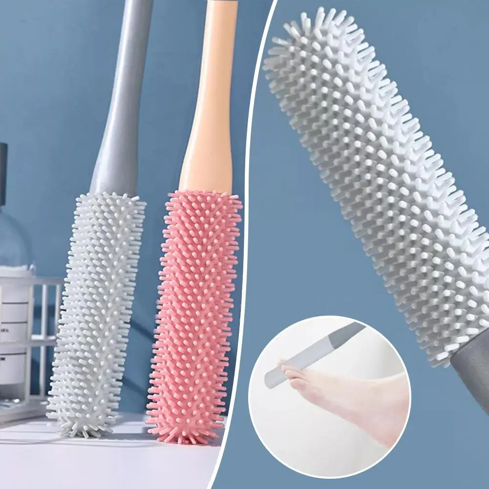 Silicone Foot Washing Brush Toe Cleaner For Shower Foot Brush With Two Sizes Of Brush Heads Long Handle Toe Cleaner X3w7