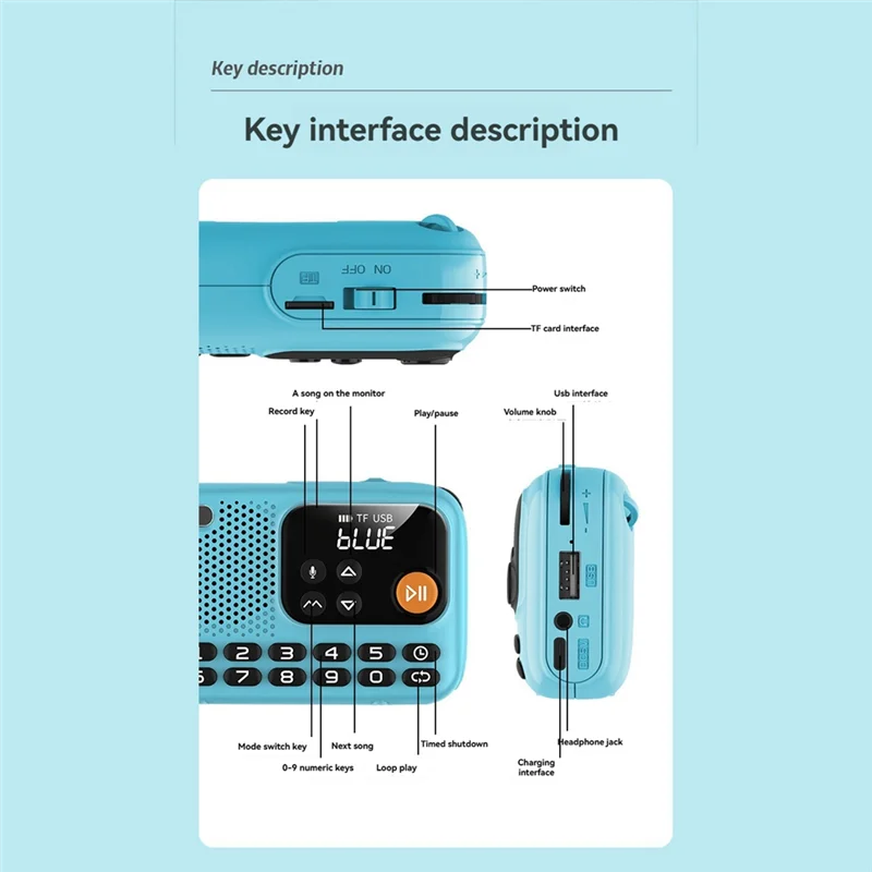 B03B-Portable Mini FM Radio Player Withbluetooth Withled Screen Support TF Card U Disk Forhome Outdoor A