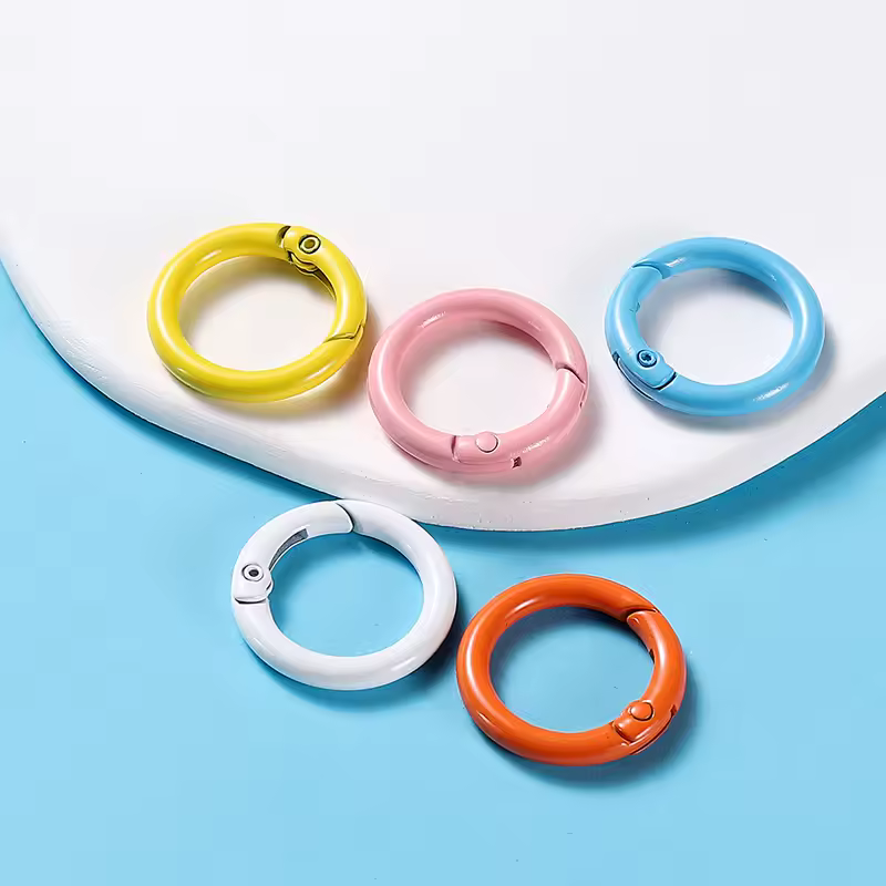 5Pcs/Lot 21 Colors Metal O Ring Spring Clasp Openable Round Carabiner Keychain Clips Hook Dog Chain DIY Jewelry Buckle Connector - Image 29
