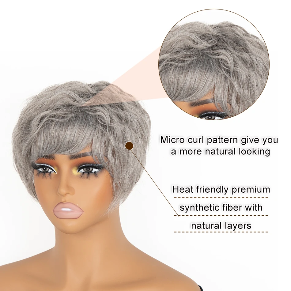 قطعة شعر صناعية بمشبك مموج فضفاض للنساء - قطعة شعر صناعية بنمط بيرم الذرة مع غرة، مموجة مائية بنية أنيقة D