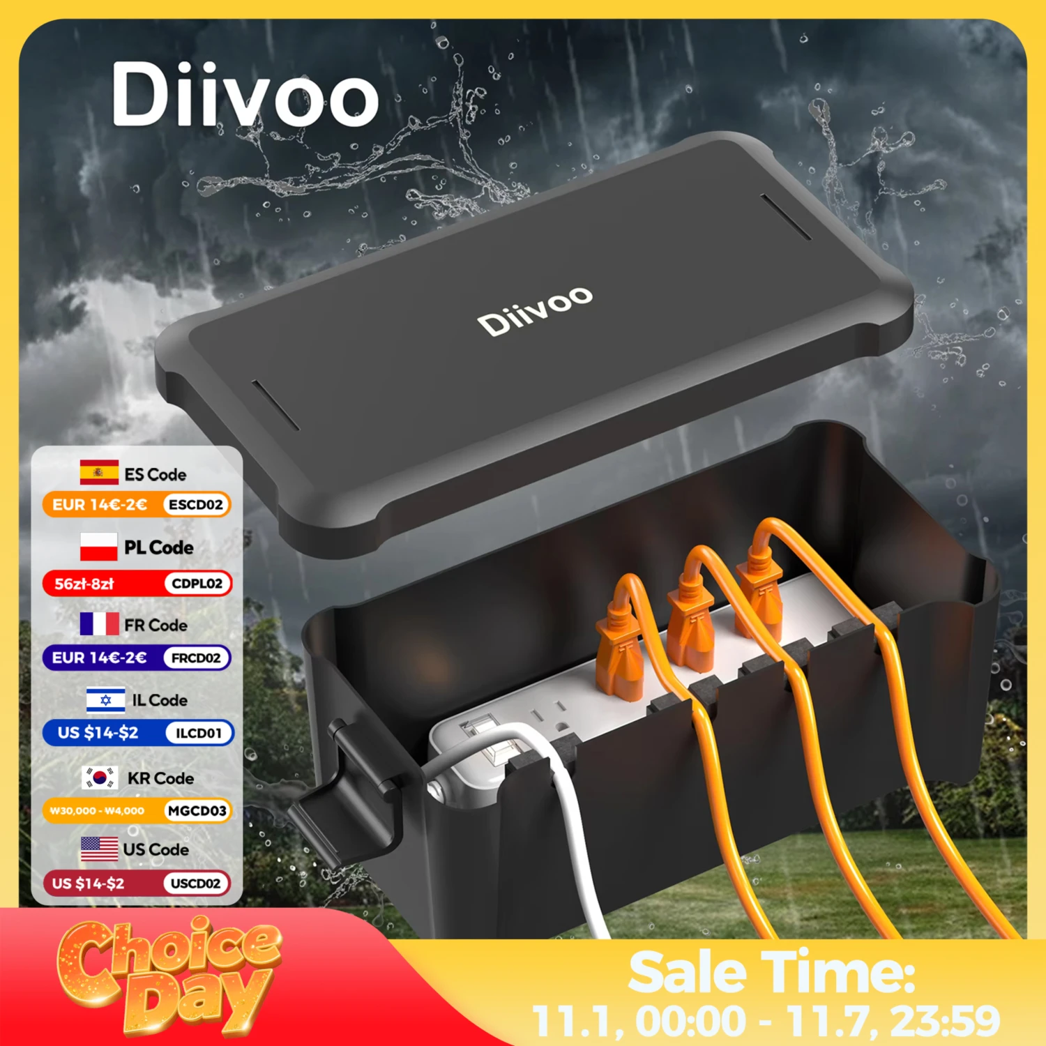 【セール中】Diivoo 防水電気ボックス屋外ケーブル接続ソケットエンクロージャ屋外延長コード接続ボックス庭用