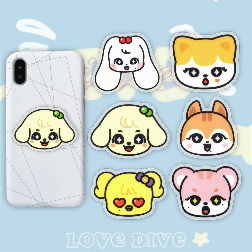 KPOP IVE MINIVE Cartoon Avatar Acrylic Phone Holder Gaeul Wonyoung LIZ Rei Retractable Desktop Support Stand Fan Collection Gift