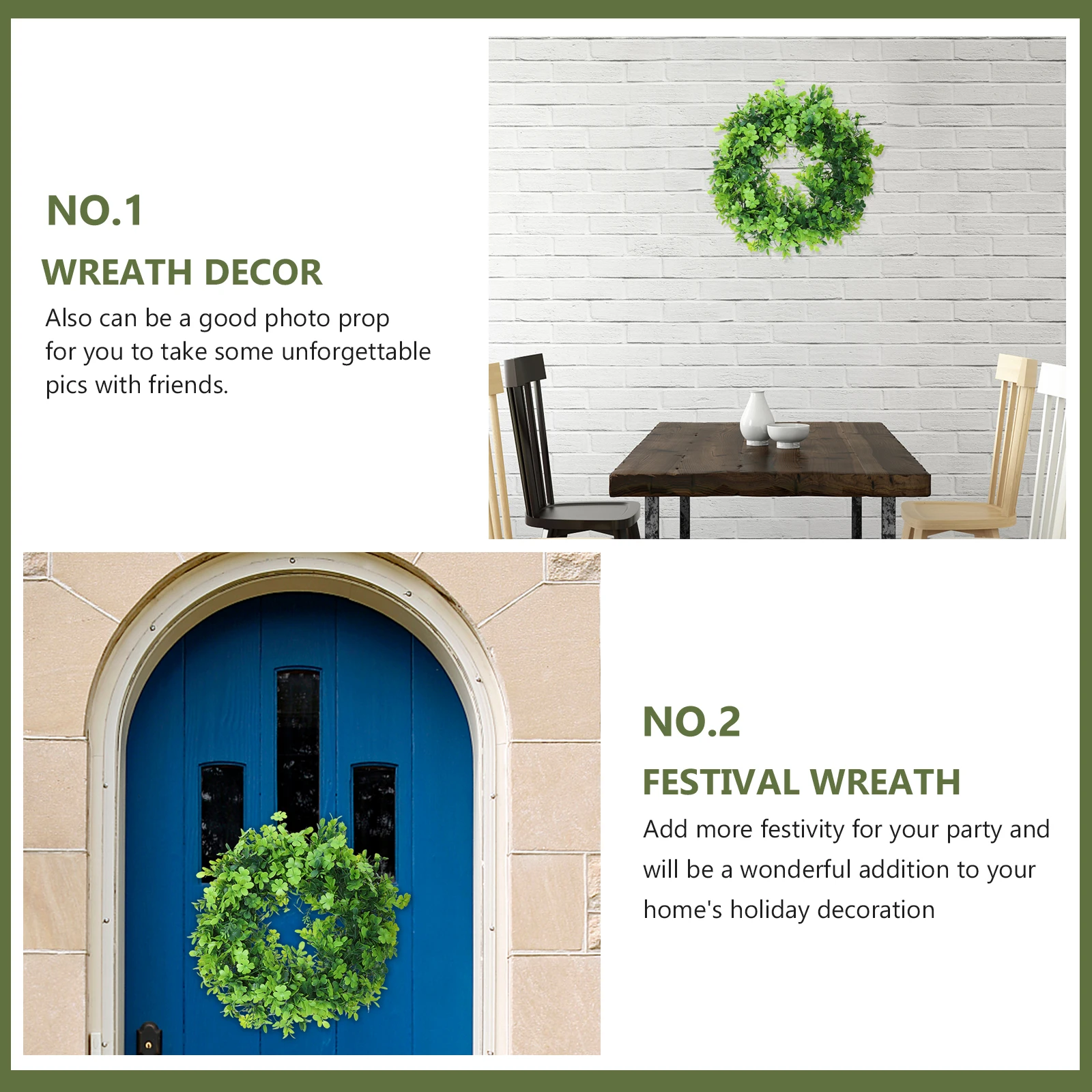 

Four Leaf Clover Wreath Plastic Lightweight Classic Patrick Day Elements Door Decor Seasonal Party Pendant