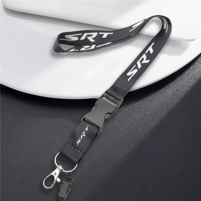 

Neck Straps Black Lanyard Car Key Keychain Cell Phone Work ID Card Hanging Rope JDM Style Creative SRT Auto Keyrings Accessories