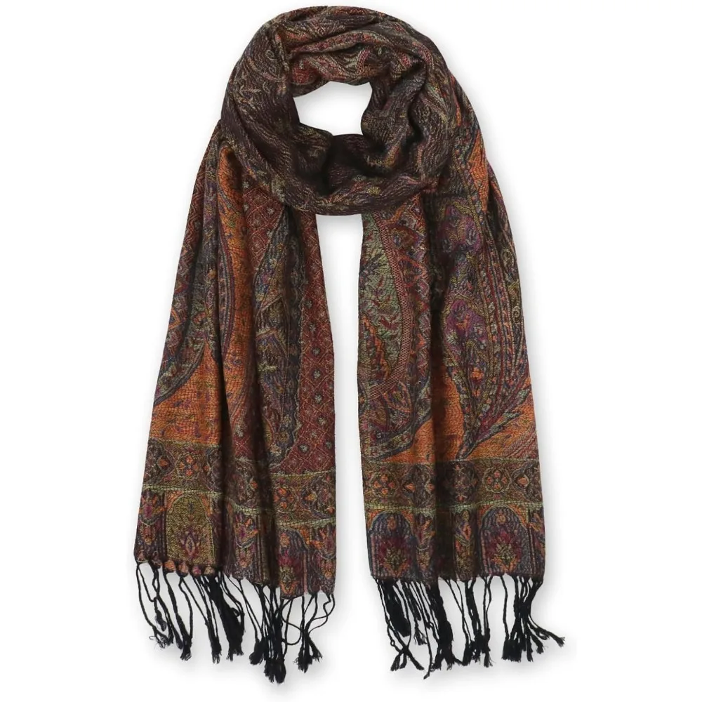 

Silky Paisley Pashmina Shawl Scarf,Soft Women's Rave Jacquard Pashminas Wrap Scarves