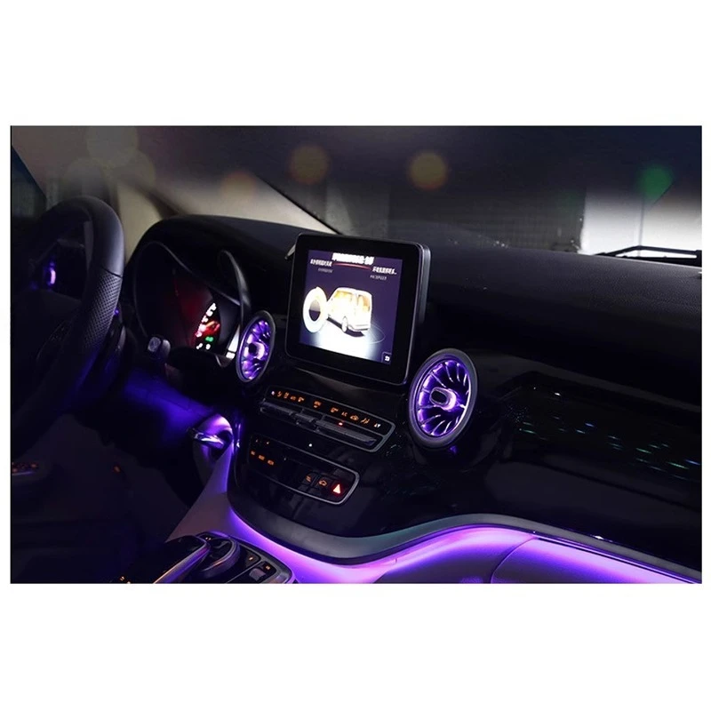 W447 V Class Full Interior LED Atmosphere Strip, 64 Color Turbine Air Vent Ambient Light Fit V260 MPV Car Refit Decor Parts