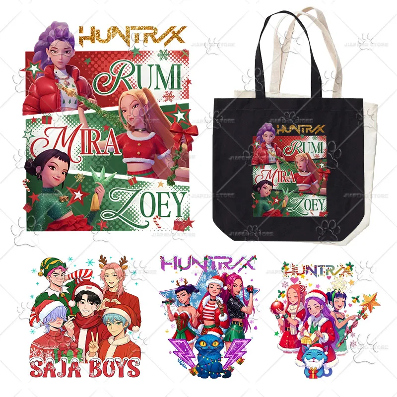 KPop شيطان الصيادين الحديد على بقع نقل الحرارة للملابس عيد الميلاد نقل الحراري زين ساجا الأولاد ملصق ديكور هدية