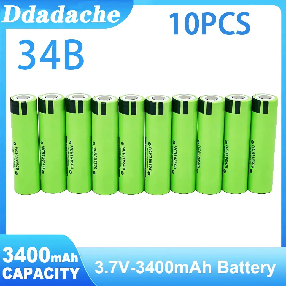 Oplaadbare lithiumbatterij 18650 34B, 3.7V, 3400mAh, voor bewaking, zaklamp, draagbare ventilator, enz.