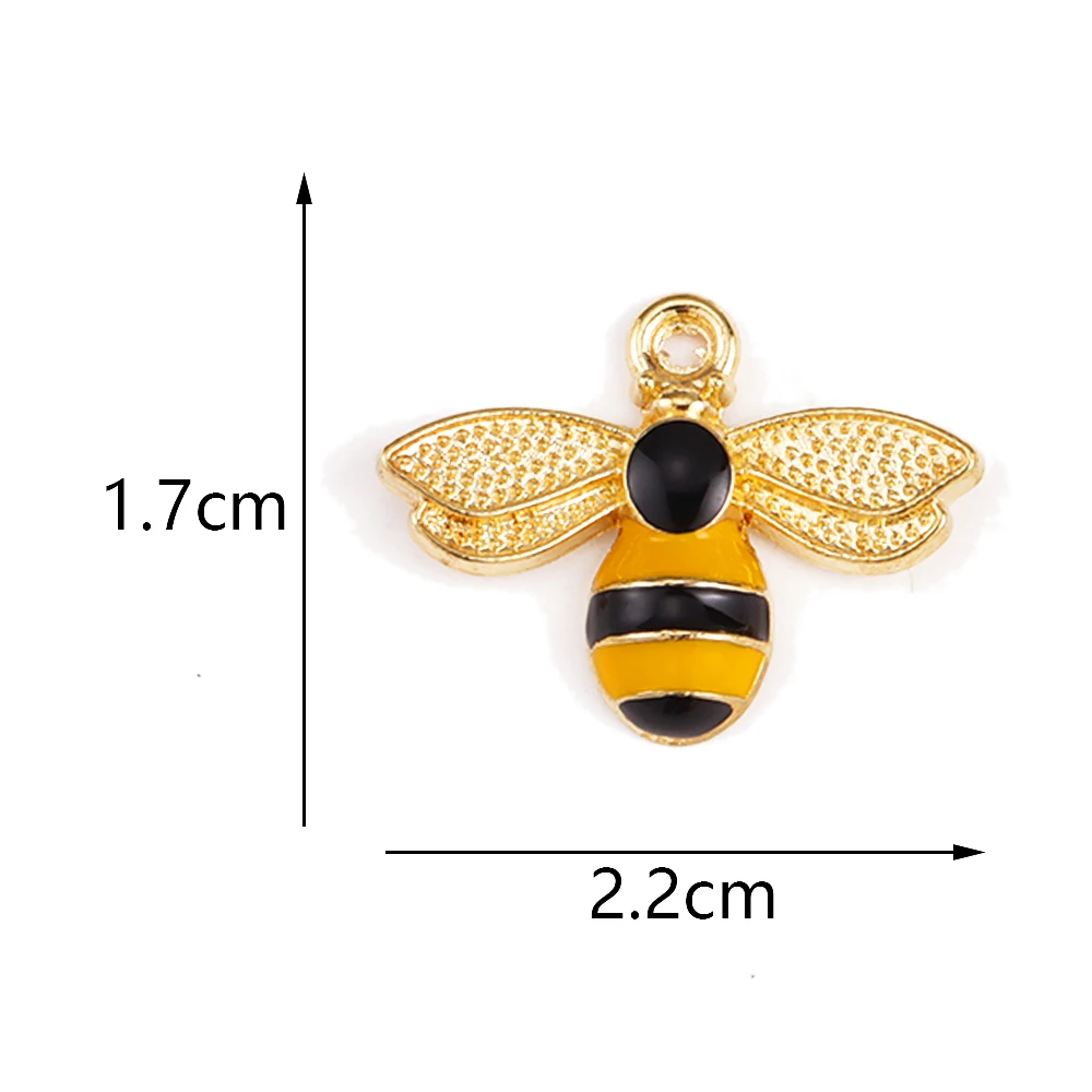 20Pcs/Lot 17*22mm Vintage Alloy Enamel Bee Charms Vivid Insert Pendants For DIY Jewelry Necklace Earrings Making Supplies Crafts