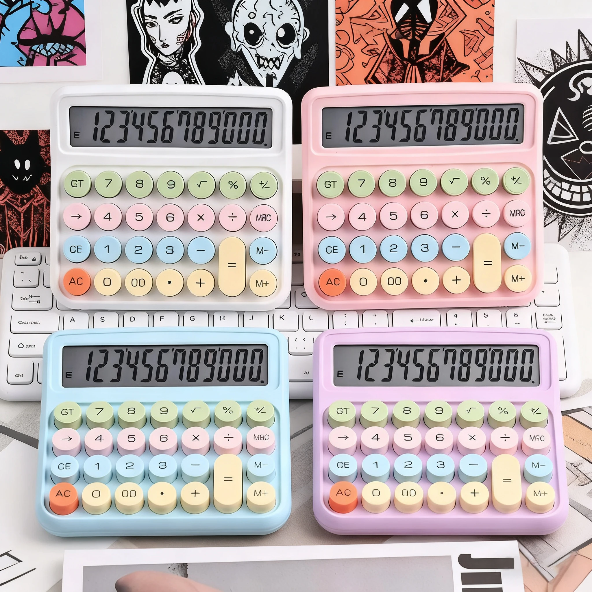 Color-Keyed 12-Digit Large-Display Calculator, Ideal for Office, School, and Home Use