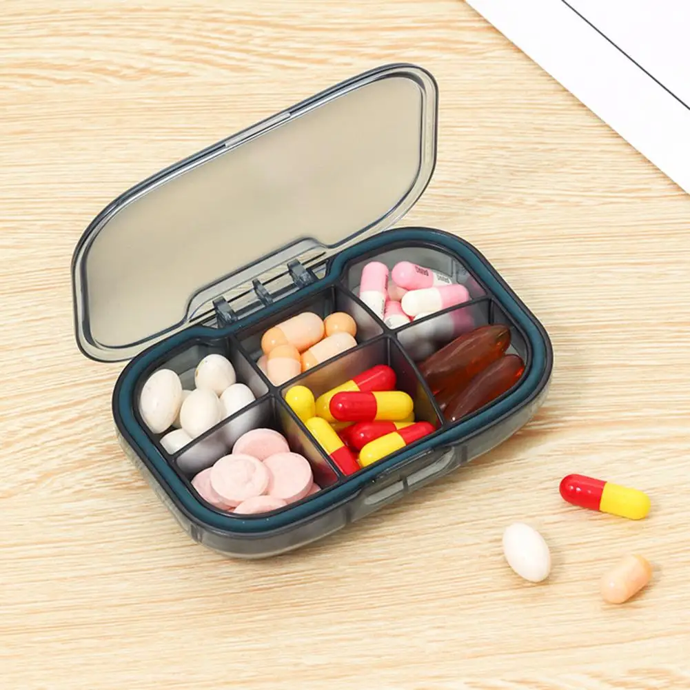 Portable Pill Box Refillable Travel Pill Box Detachable 6-compartment Pill Box Transparent Waterproof Dustproof for Pills