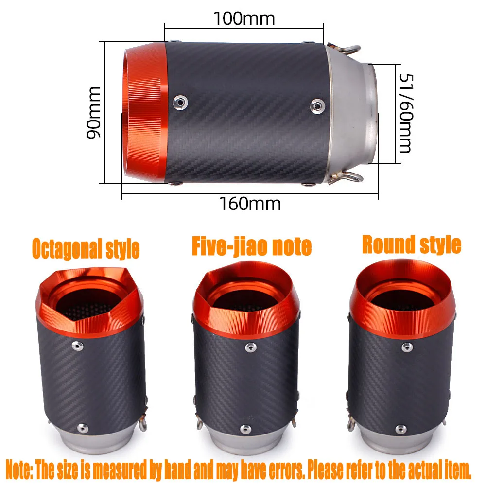Tubo de Escape para Motocicleta GP1, Modificación de Interfaz Universal de 51mm/60mm con DBKiller, Punta Naranja de Fibra de Carbono, Silenciador de Escape AR