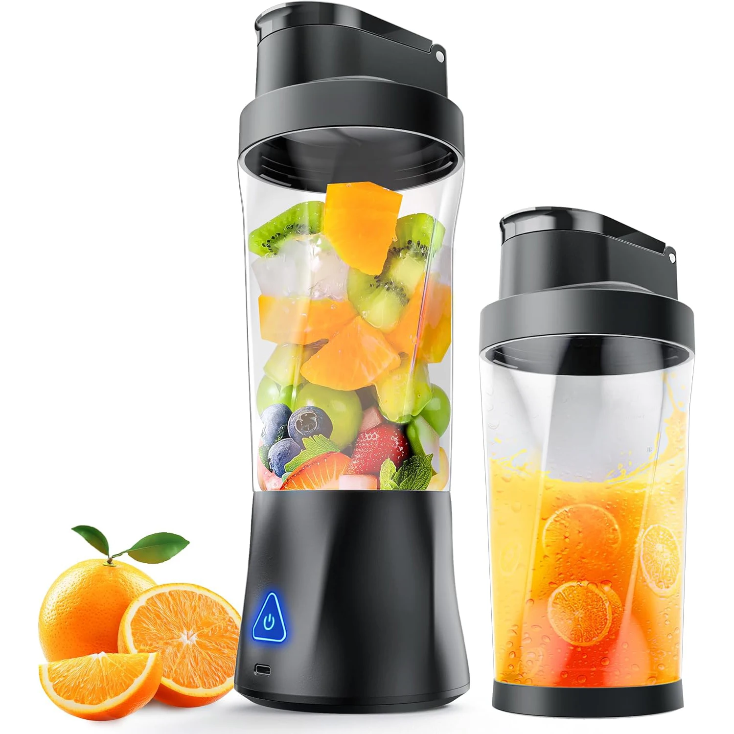 Portable Blender Cordless Self-Cleaning Mini Blender with Lid Silent Mini Travel Blender with Stainless Steel Blades USB Charge