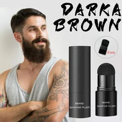 Hot Beard Filler Beard Filling Powder Stamp Waterproof Mustache Repair Enhancer Shaping Stamp Men Black/Dark Brown Hair Shaping