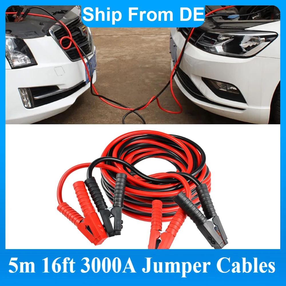 16ft/5m 3000A Starthilfekabel für Autobatterien, Hochleistungs-Boosterkabel, Notfall-Starthilfekabel für Auto, SUV, Van, LKW