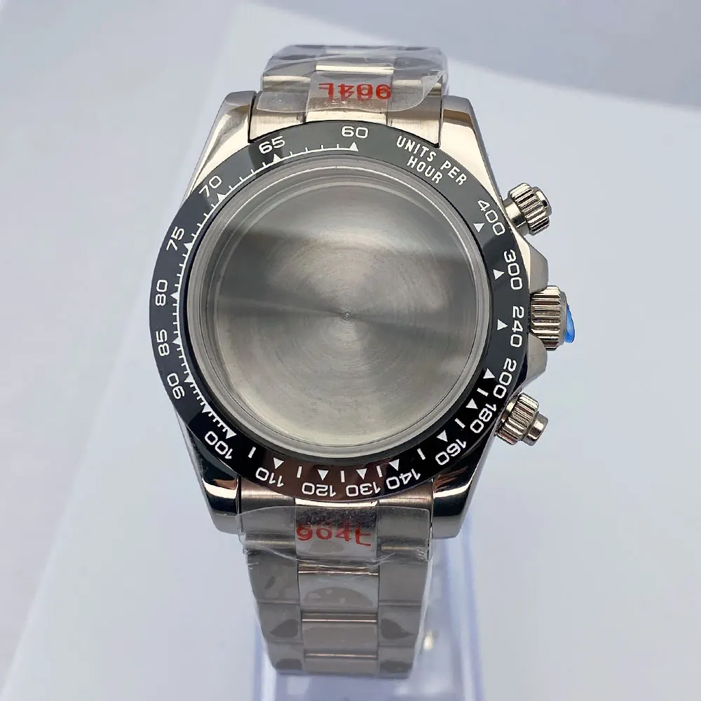 

VK63 Case 39.3mm Case Men's watches steel case FIT VK63 movement case watch accessories watch parts Fits 20mm strap Watch Box
