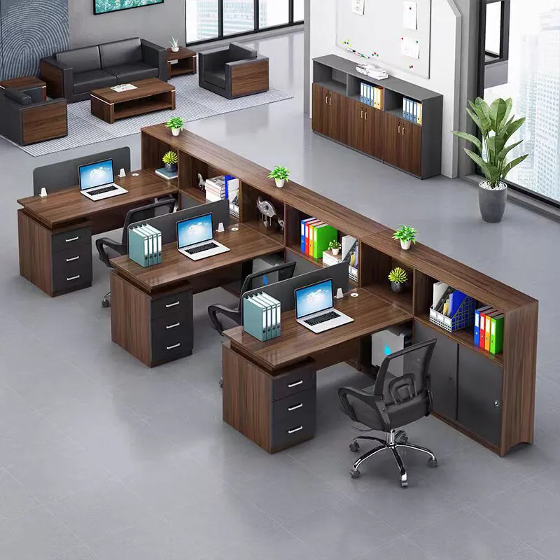 Screen desk cabinet combination staff partition office card seat single seat with keyboard holder storage computer desk