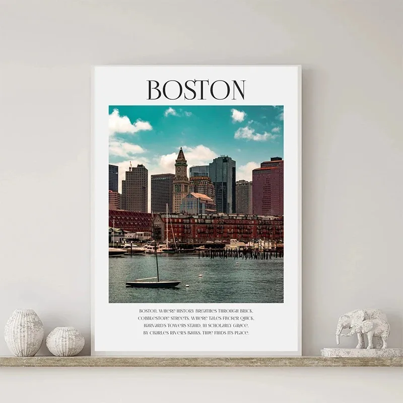 Travel City Quotes Landscape Bethlehem Boston Manchester Poster Print Canvas Painting Wall Art Picture Living Room Home Decor