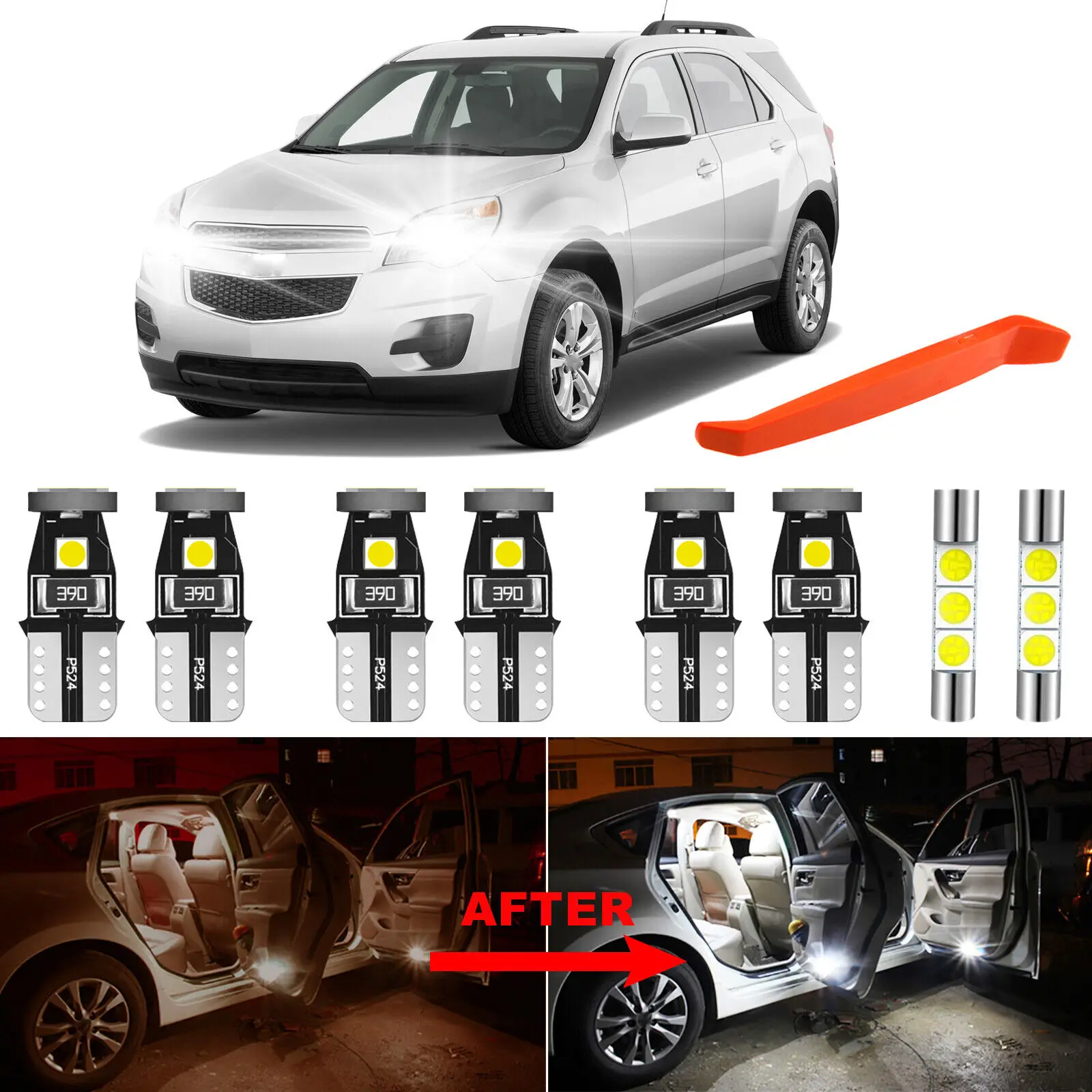 

Winetis 11Pcs For 2010-2017 Chevy Chevrolet Equinox 6000K White LED Interior Lights Kit Package + Free Tool