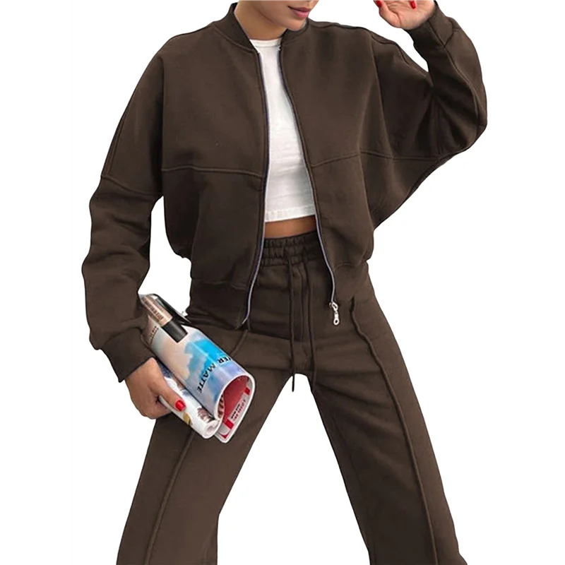 CYL-Lounge Set da donna Tuta da ginnastica Completi da 2 pezzi Felpa con pantaloni sportivi a gamba larga Set coordinato