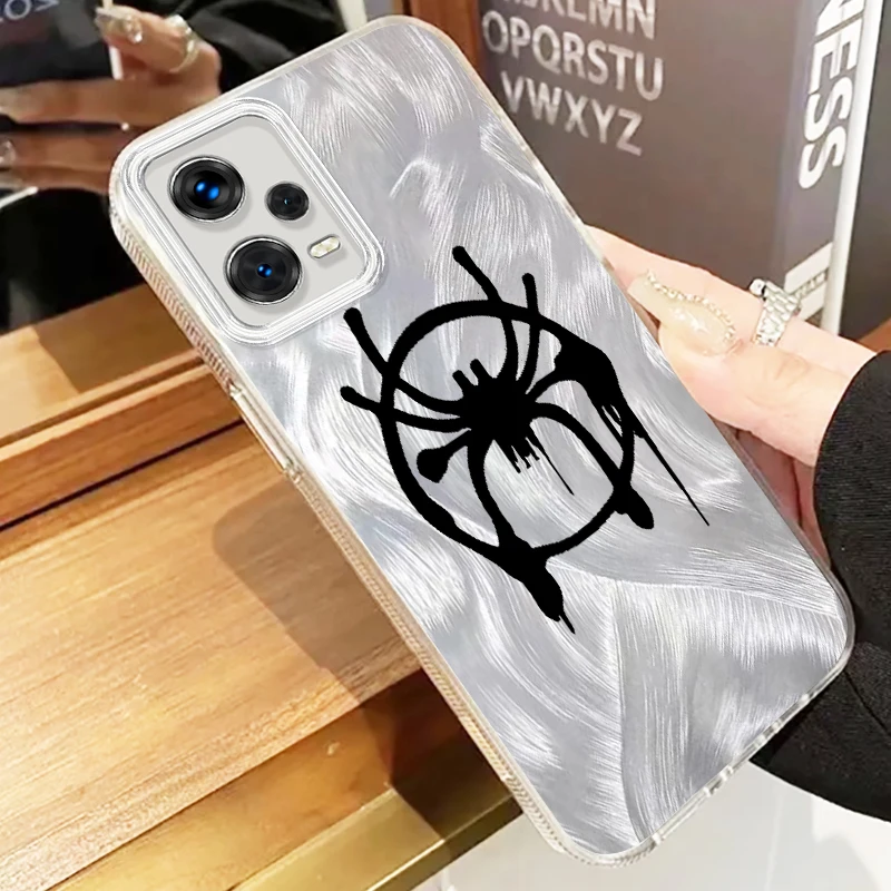 Marvel Spiderman Venom Logo For Xiaomi Redmi Note 13 12 11 11S 10 10S 9 9S 8 Pro Plus Max 5G Feather Yarn Soft Phone Case image 3