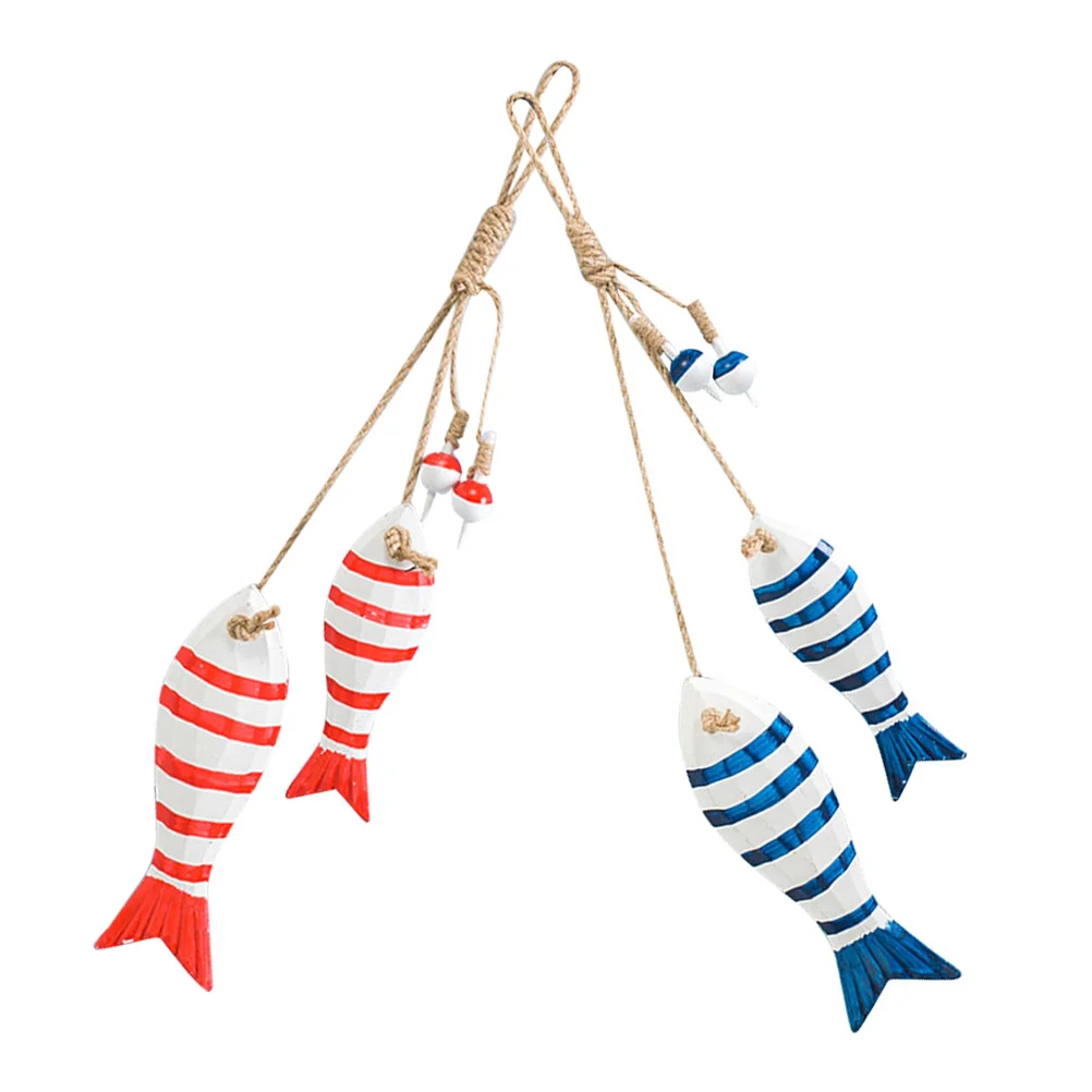 

2 Pcs Wood Fish Wall Decor Delicate Handmade Art for Home Bathroom Beach Coastal Ocean Style Room Hanging nament