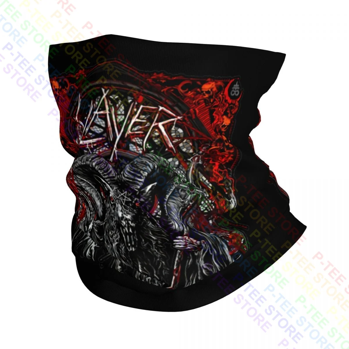 Slayer baphomet tour europeu 2018 pescoço gaiter bandana lenço máscara facial macio dustproof pescoço mais quente