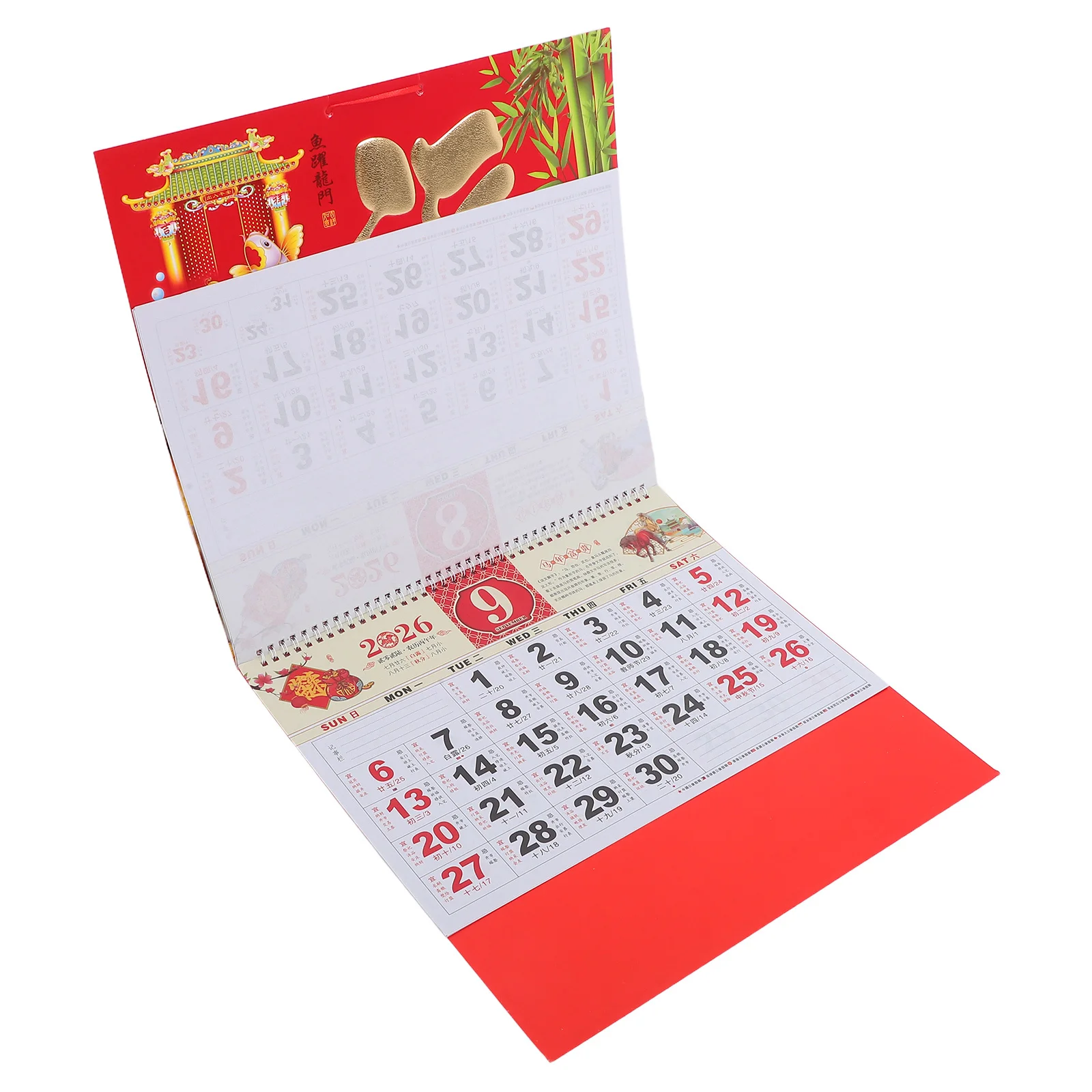 

Год Лошади 2026 Лунный Календарь Традиционный Китайский Настенный Декор 26,72x14,34 дюйма Календарь Зодиака Китайский Новый Год Декор