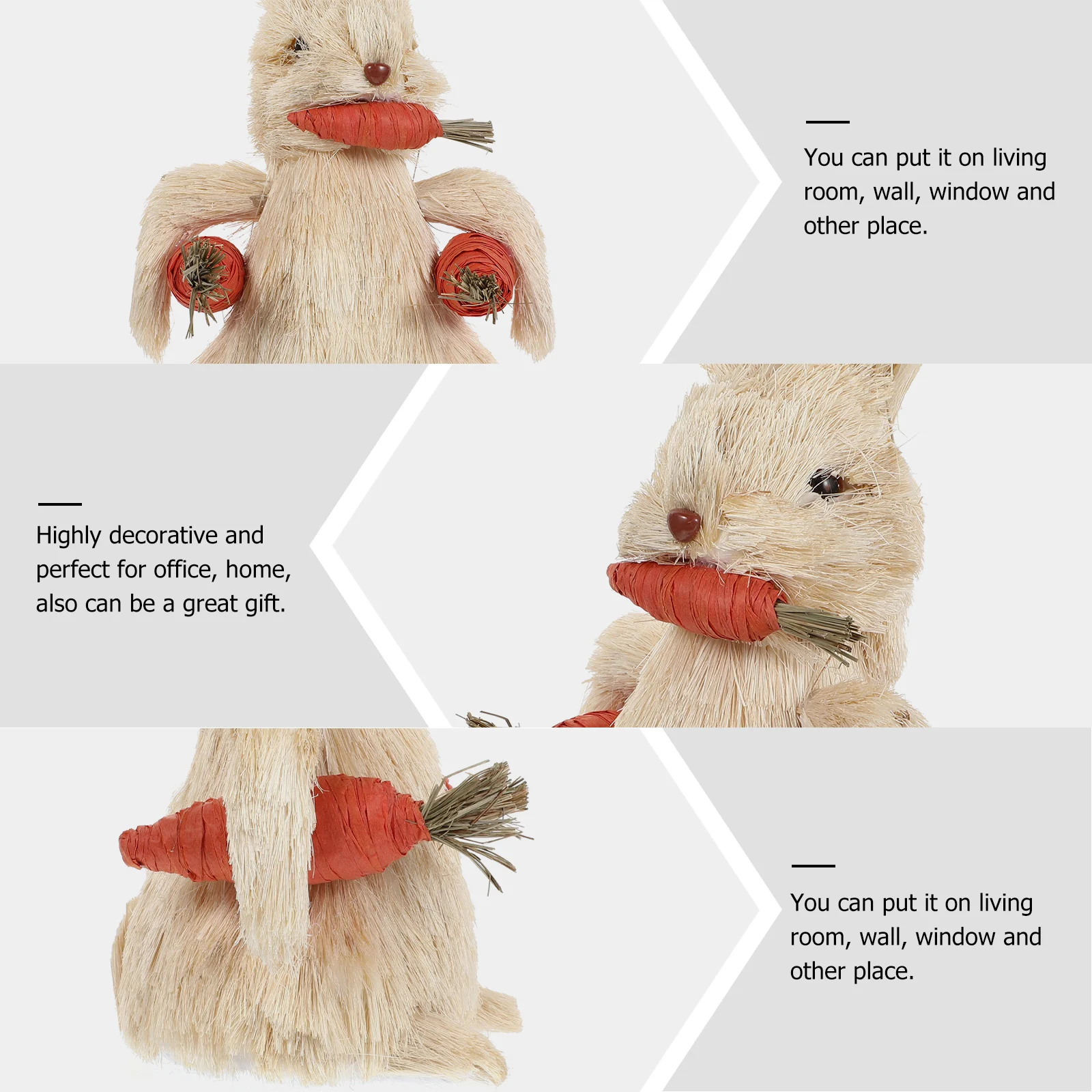 

Straw St Rabbit Miniature Bunnies Baby nament Decorations Artificial Toy Set Easter Home Desktop Fine Realistic Creative