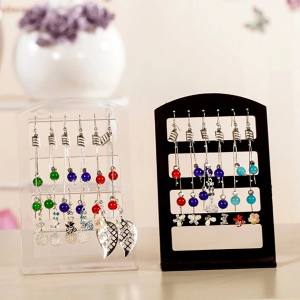 24 Holes 12 Pairs Black Plastic Stand Organizer Rack Storage Holder Jewelry Display Tool Earring Display Rack Plastic Earring