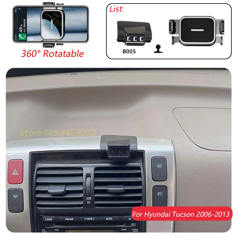 1 Suit Car Phone Holder For Hyundai Tucson 2006-2013 Air Outlet Rotatable Stand Mounts One-handed operation Bracket Accessories